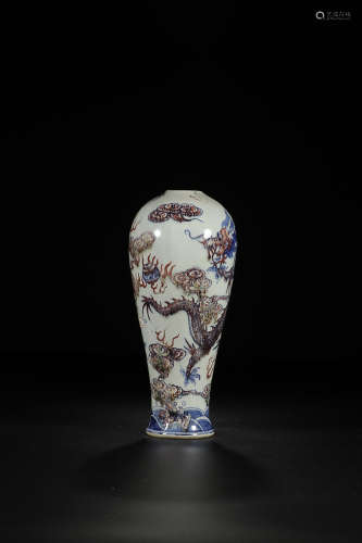 BLUE WHITE RED GLAZE MEIPING