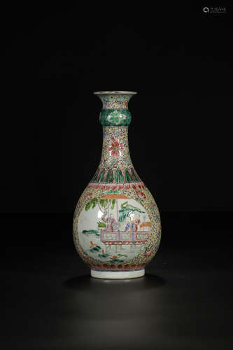 QIANLONG MARK FAMILLE ROSE KAIGUANG VASE