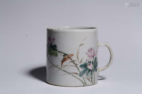 PURPLE COLOR FLOWER BIRD TEACUP