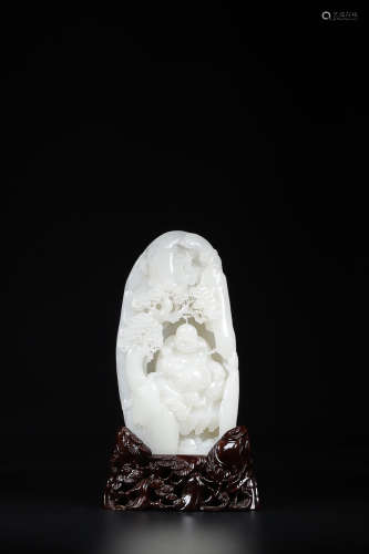 HETIAN JADE 'SONGXIA' MAITREY BUDDHA ORNAMENT