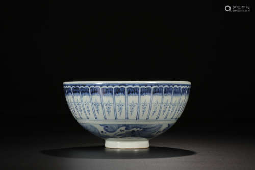 BLUE WHITE FIGURE BOWL