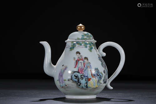 YONGZHENG MARK FAMILLE ROSE PEAR-SHAPE TEAPOT