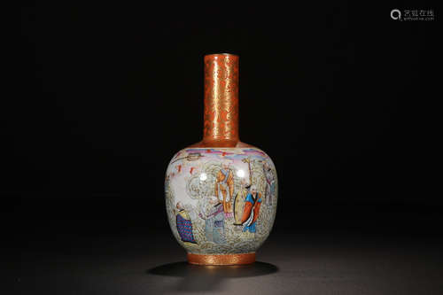 QIANLONG MARK FAMILLE ROSE 18 ARHAT VASE