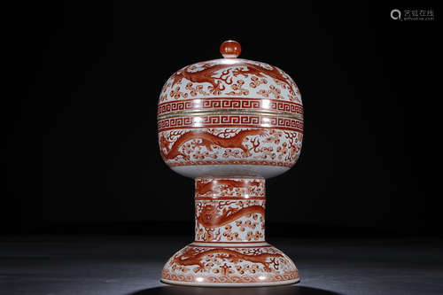 GUANGXU MARK IRON RED DOU VASE