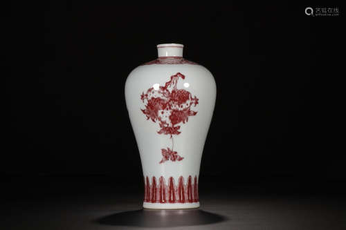 KANGXI MARK RED GLAZE MEIPING