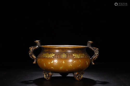 BRONZE EAR CENSER WITH GOLD SPRINKLE