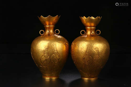 GILT BRONZE VASE IN PAIR