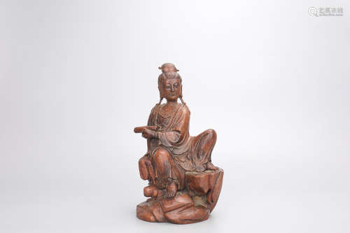 BAMBOO CARVING GUANYIN ORNAMENT