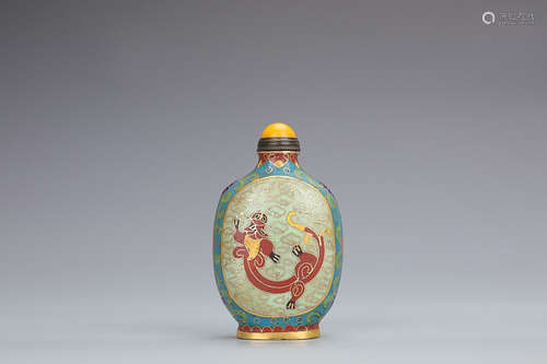 CLOISONNE DRAGON PATTERB SNUFF BOTTLE