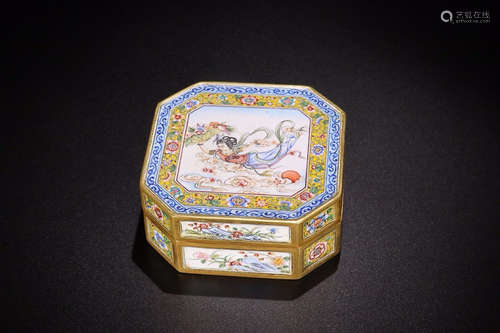 BRONZE ENAMEL SQUARE BOX