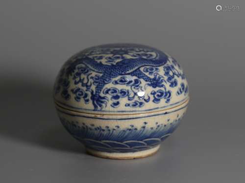 A Chinese Blue and White Porcelain Round Box with Cover