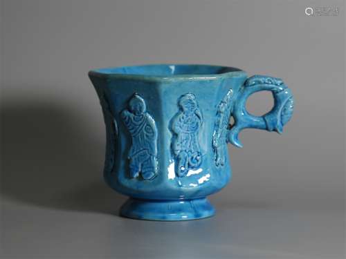 A Chinese Lapis Lazuli Blue Glazed Porcelain Cup