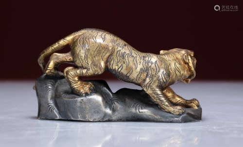 A Chinese Gilt Silver Tiger