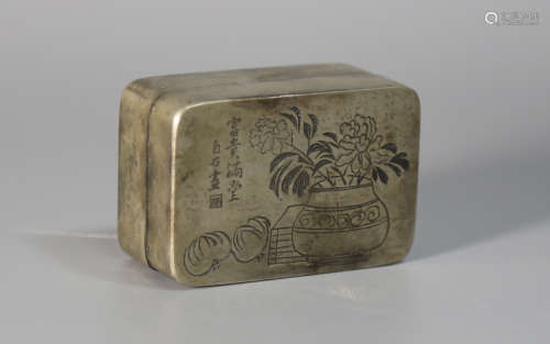 A Chinese Bronze Square Box with Cover