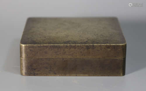 A Chinese Bronze Square Box with Cover
