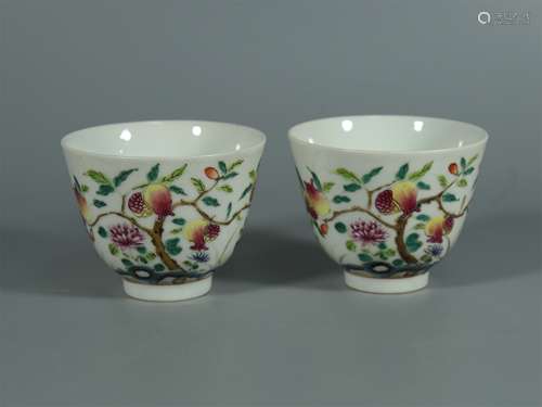 A Pair of Chinese Famille-Rose Porcelain Cups