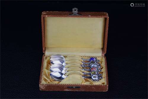 A Set of German Silver Coffee Spoons Set