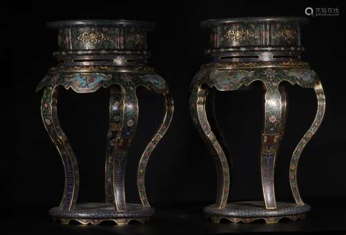 A Pair of Chinese Cloisonne Stands
