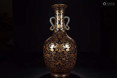 A Chinese Black Ground Porcelain Vase