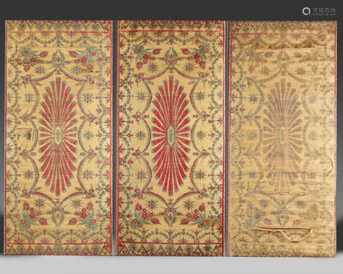 Three Islamic Ottoman textile panels