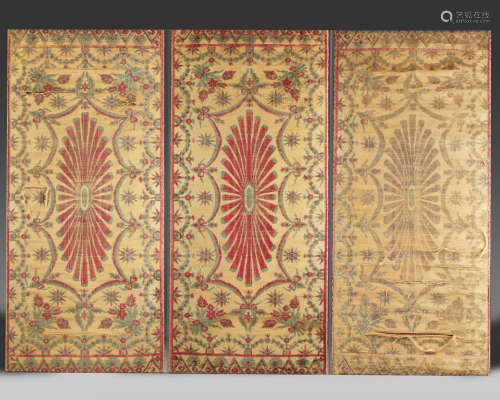 Three Islamic Ottoman textile panels