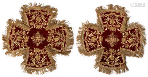 Two Ottoman embroidered velvet panels