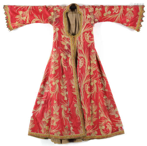 An Ottoman embroidered red robe