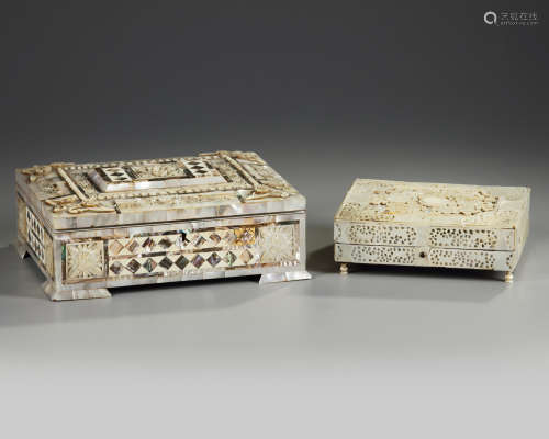 Two Ottoman mother-of-pearl  boxes