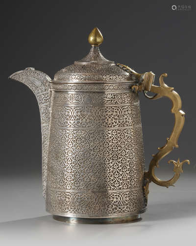 A large silver Islamic jug