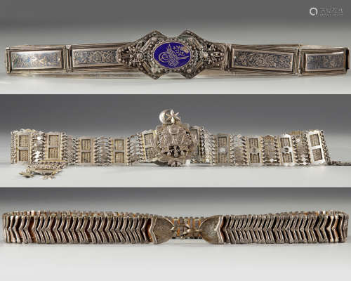 Three Ottoman silver belts