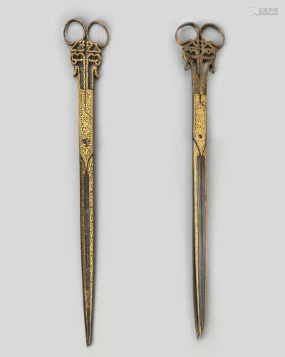 Two Ottoman gold-damascened calligrapher’s tools