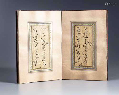 An Islamic composition of Islamic calligraphy bound in a book