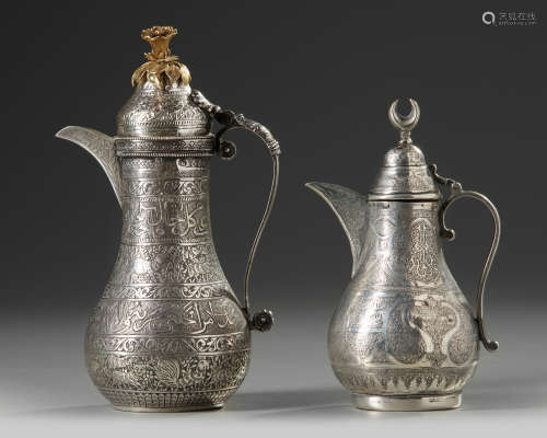 Two silver Islamic jugs
