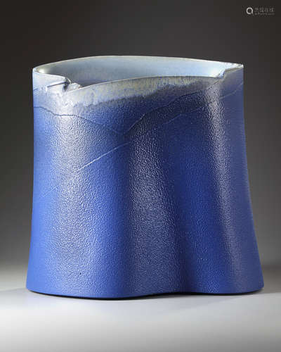 A Japanese large sky blue vase