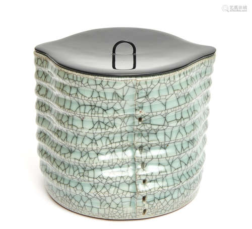 A modern Japanese Nabeshima-ware celadon waterpot (mizusashi)