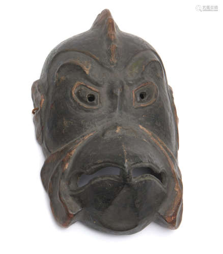 A large wooden Japanese gigaku mask