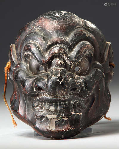 A Japanese small papier mache gigaku mask