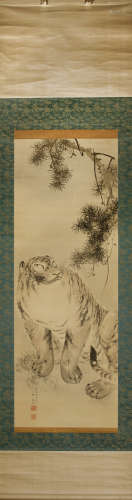 A Japanese scroll depicting a tiger.