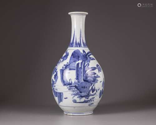 A large blue and white vase for the Japanese market