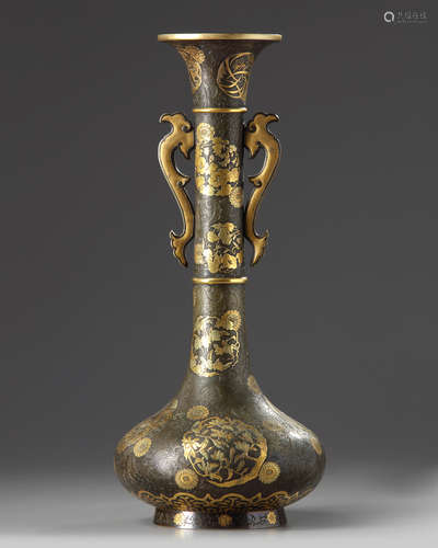 A Japanese gilt bronze vase