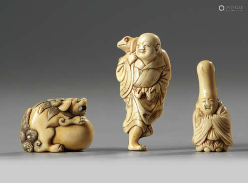 Three Japanese ivory netsukes