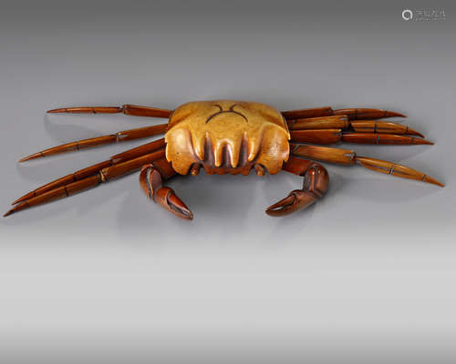 A Japanese ivory model of a crab