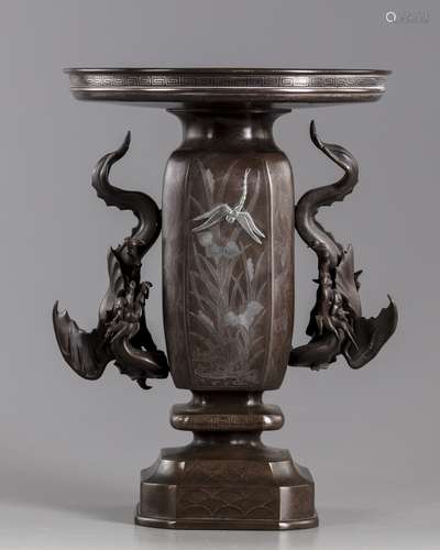 A Japanese bronze vase