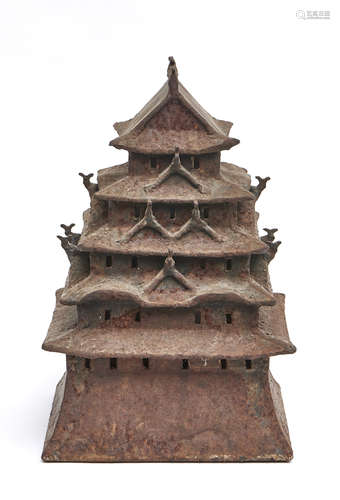 A Japanese cast iron lamp