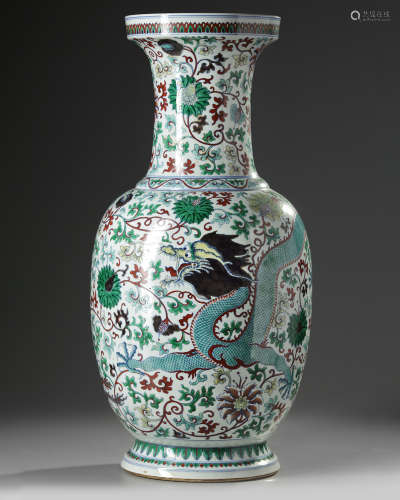 A large Chinese doucai dragon vase