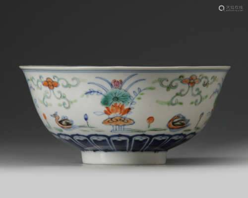 A Chinese doucai 'mandarin ducks' bowl