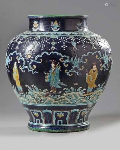 A Chinese fahua 'Eight Immortals' jar