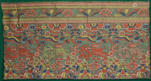 A Chinese brocade ‘Buddhist lion’ section