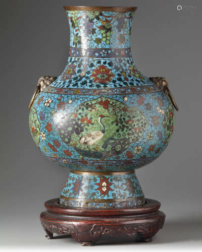 A large Chinese cloisonné enamel 'birds' vase