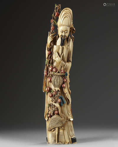 A Chinese ivory figure of Shoulao